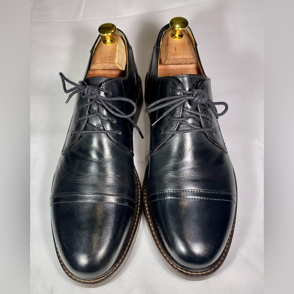 Johnston & Murphy Signature Series Ramsey Sheepskin Leather Cap Toe Black 10M